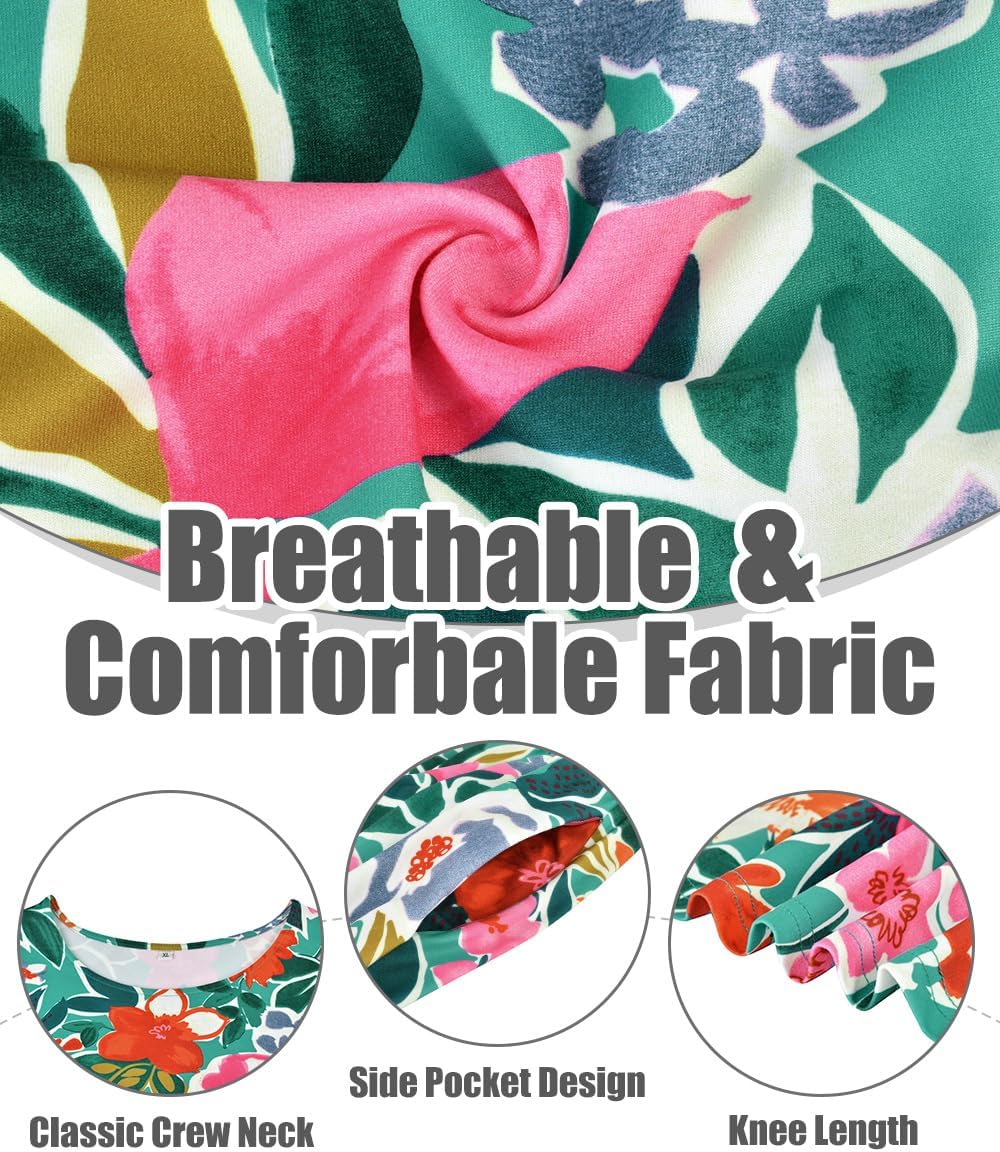 CARCOS Womens Plus Size Dresses Summer Short Sleeve Babydoll Dress Beach Casual Loose Mini Sundresses with Pocket XL-5XL - Image 6