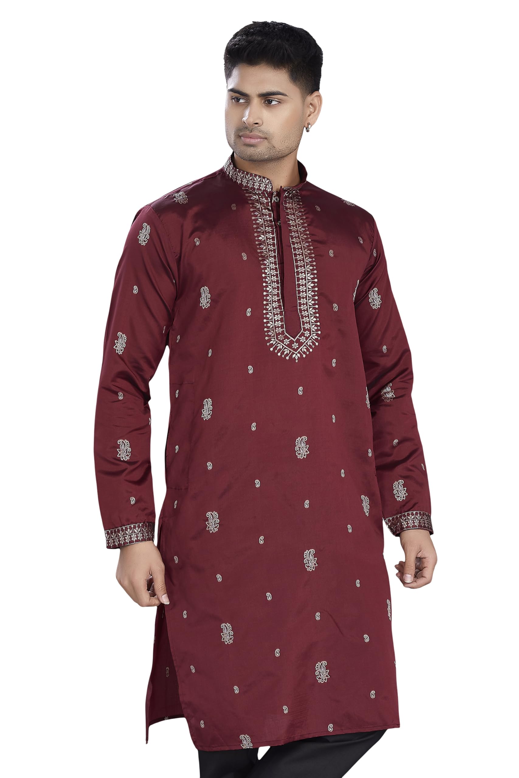 divisive Men's Self Woven Jequard Art Silk Slim Fit Only Kurta-picture-19