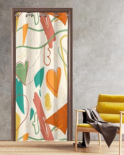 Middle Century Doorway Curtains - Blackout Curtains 96 Inches Long, Colorful Geometric Modern Abstract Art Sliding Door Curtains Grommet Window