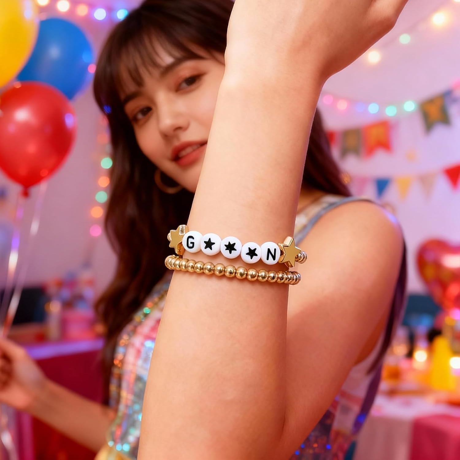 for Korea-Pop Merch Bracelets Inspired Bracelets,5PCS Stackable Stretch Bracelets for Korea-Pop Stuff Fans Cosplay Outfit Gifts Accessories Jewelry Birthday Christmas