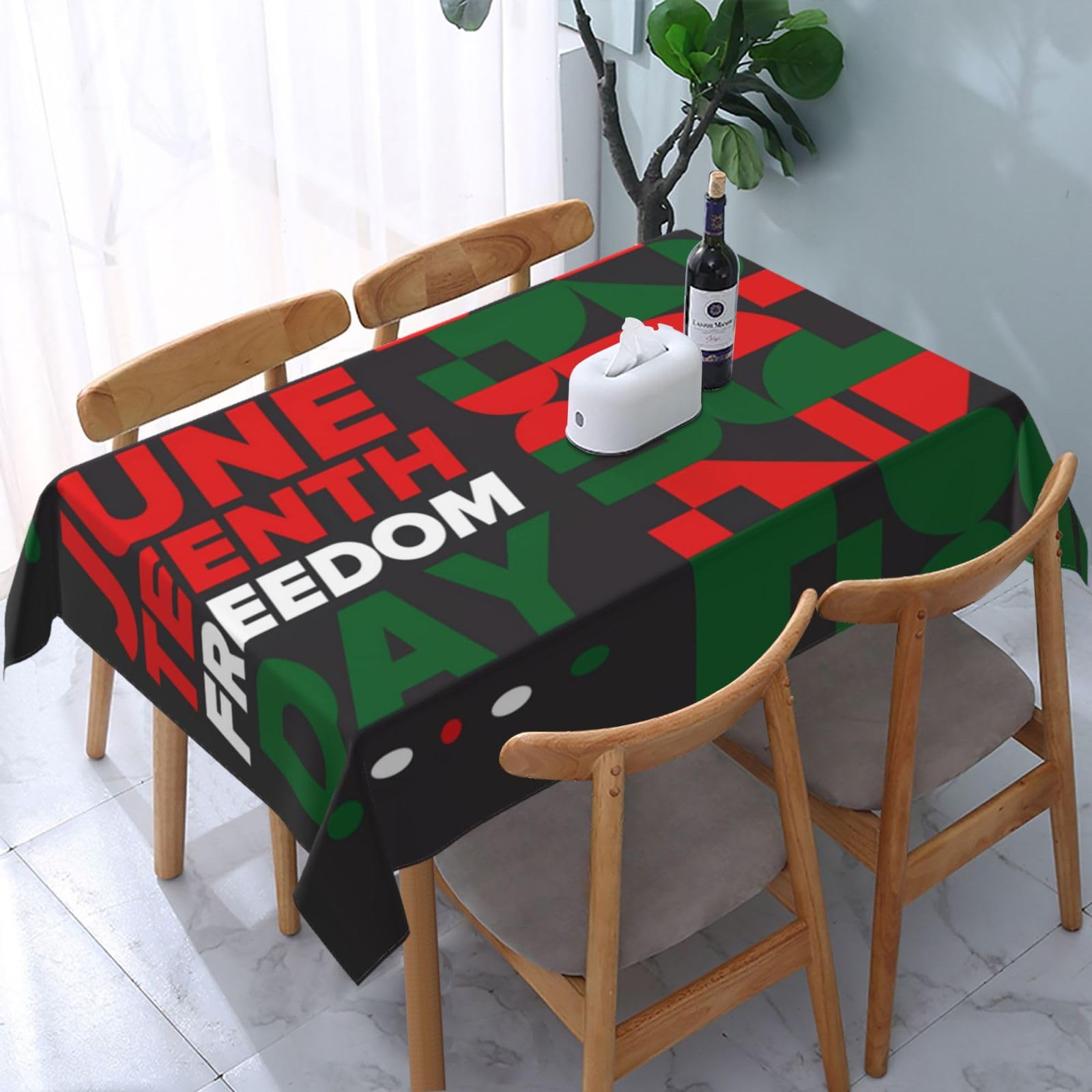 JunHeArt Juneteenth Celebrating Black Freedom 1865 African American Tablecloth Rectangle Table Cover Washable Table Cloths Decor For Kitchen 54" X 72"