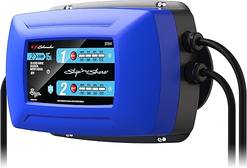 Miniatura 8 de Schumacher Ship 'n Shore SC1645 15A 12V Cargador de batería secuencial marino a bordo de tres bancos, para baterías de litio, estándar, AGM y ciclo