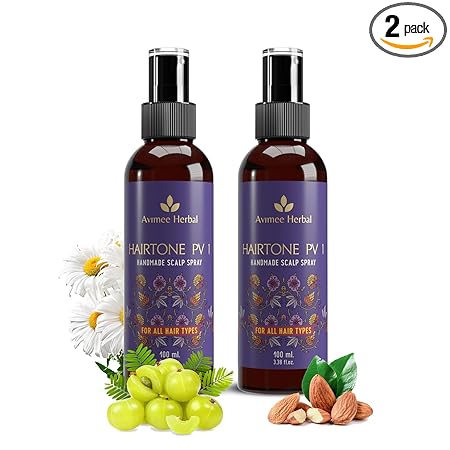 New Avimee Herbal Hair Tone PV 1 Scalp Spray For All Hair Types | Natural DHT Blocker | With Saw Palmetto, Amla, Methi & Bhringraj Extracts (Pack of 2)