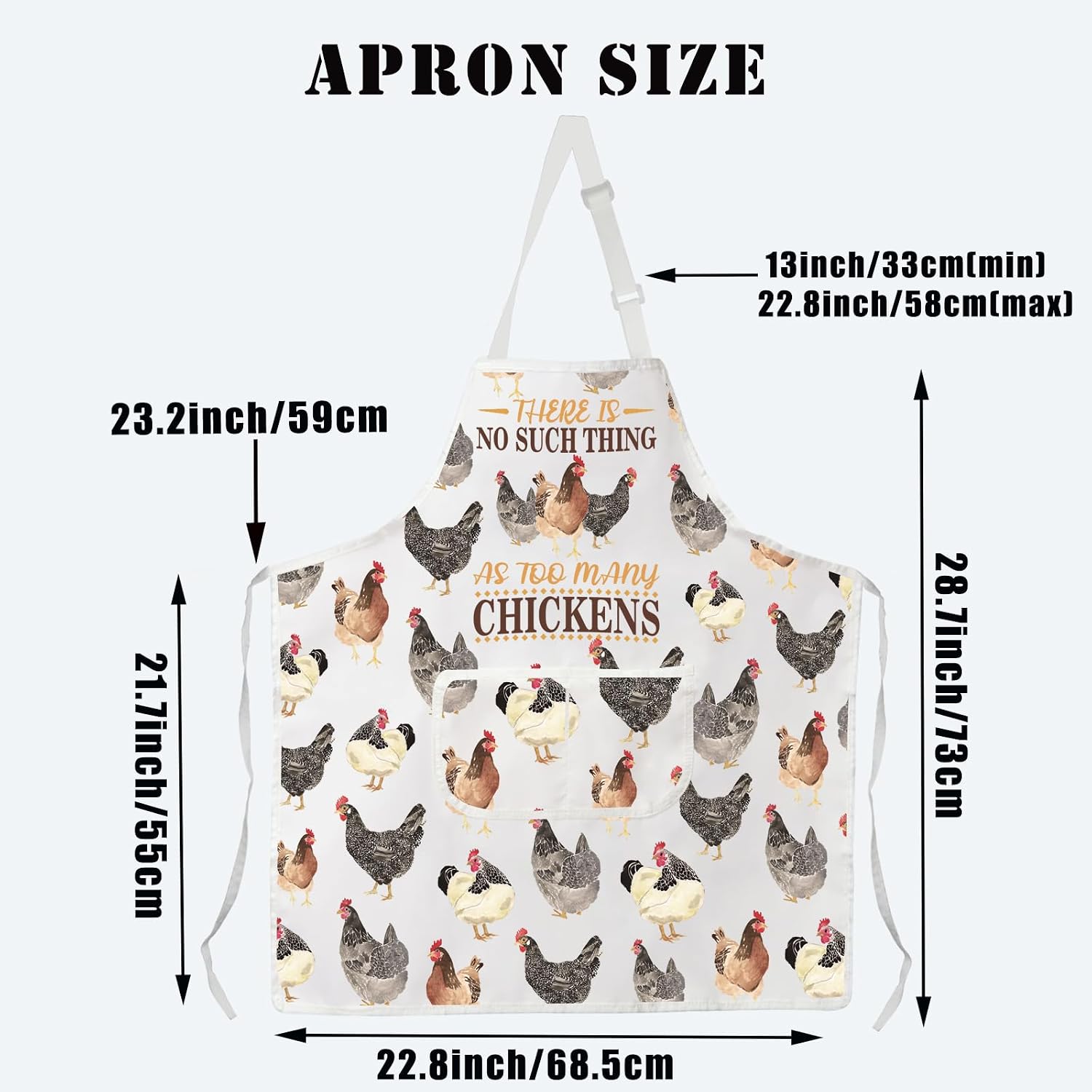 BDPWSS Chicken Apron Chicken Lovers Gifts Chicken Hen Farmer Gift There Is No Such Thing As Too Many Chickens Kitchen Apron image 2