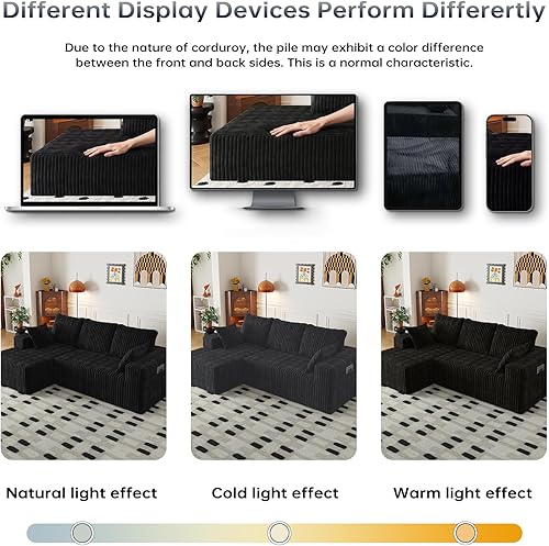 Miniatura 8 de Sofá modular Cloud de 108 pulgadas con diván en forma de L, sofá modular moderno de 4 asientos con asiento profundo, sofás tapizados para sala de