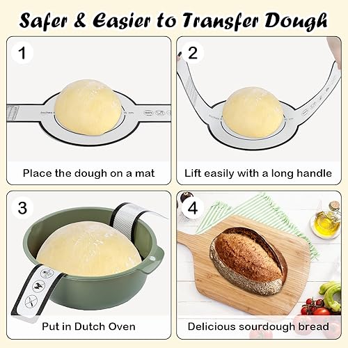 Miniatura 5 de TPBSITNS 2 alfombrillas de silicona para hornear pan, horno holandés, kit de inicio reutilizable de masa madre de mango largo con 3 cepillos y