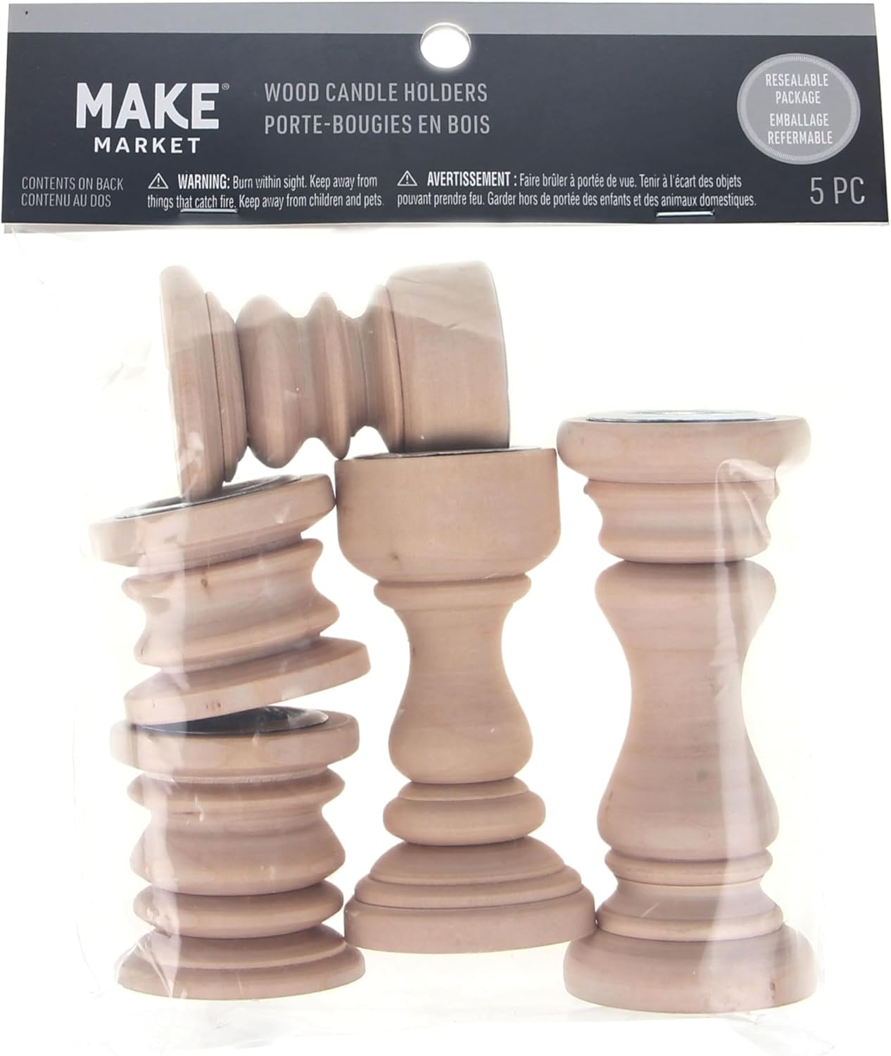 Make Market Wood Candle Holders Set, 12 Pack
