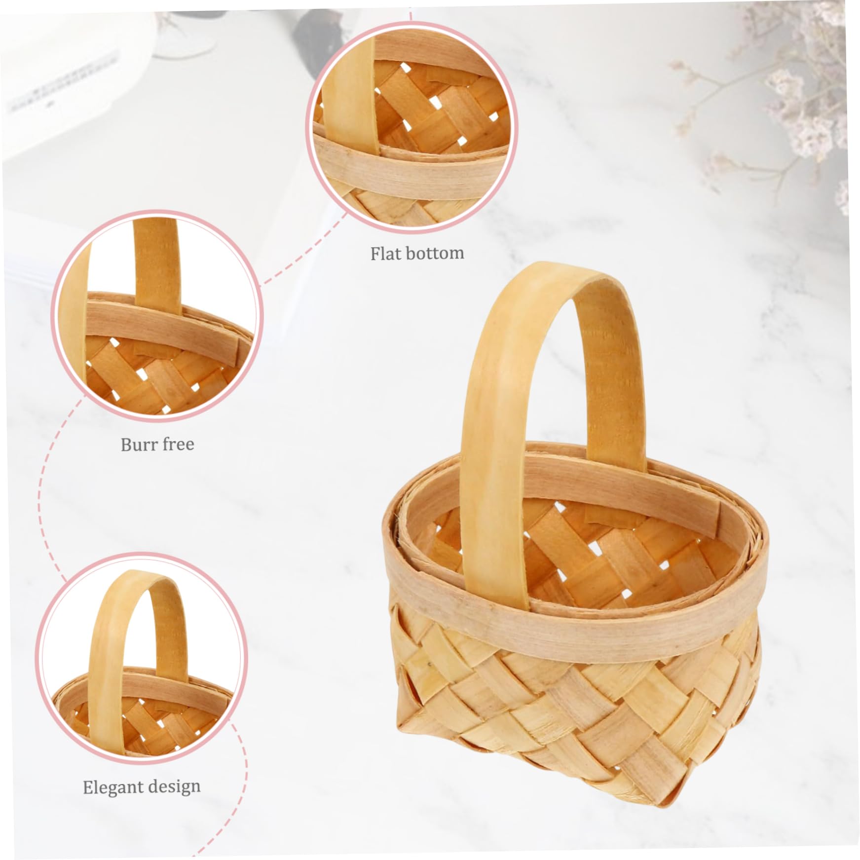 Cestini per damigelle per matrimonio, 4 pezzi di cestini intrecciati a mano contenitori per caramelle per bambini, mini cestino da picnic piccolo cestino intrecciato con manico, cestino di vimini con