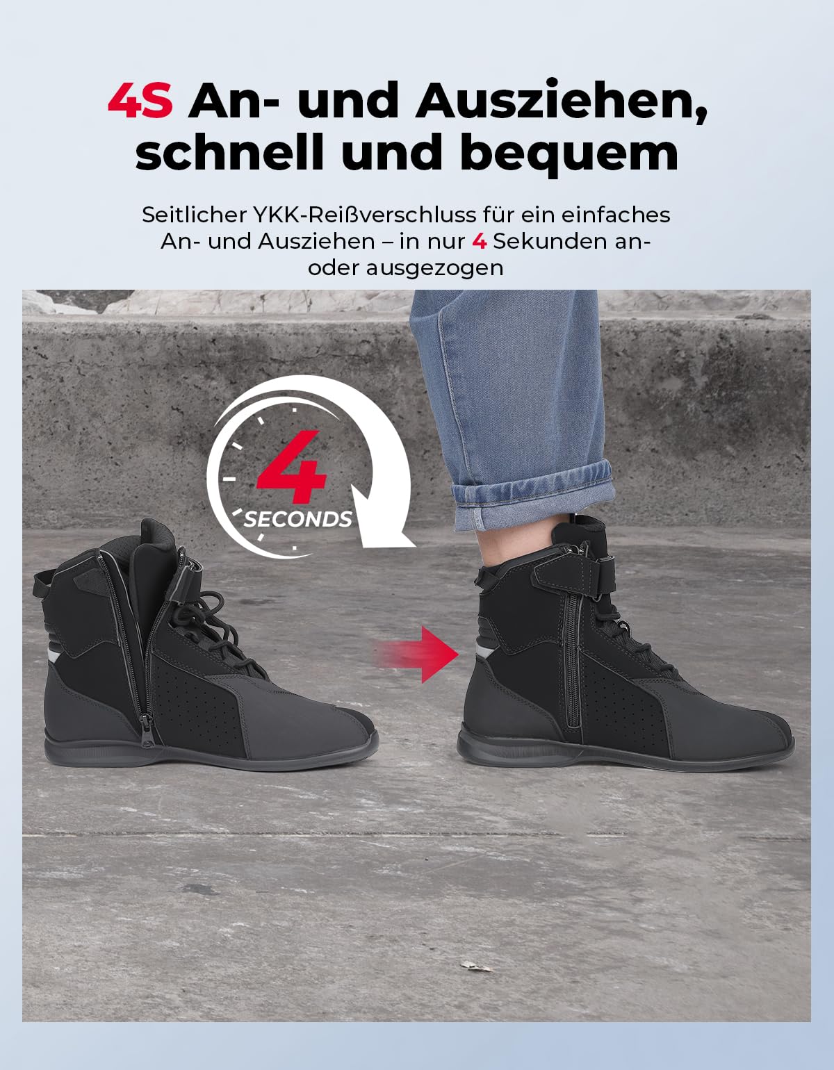 KEMIMOTO Motorrad Schuhe Herren, CE-Zertifiziert, Motorradschuhe Verstärkter Schalthebel-Pad aus TPR-Material, Motorradstiefel Herren Atmungsaktiv und Verschleißfest, Verstärkte Knöchel