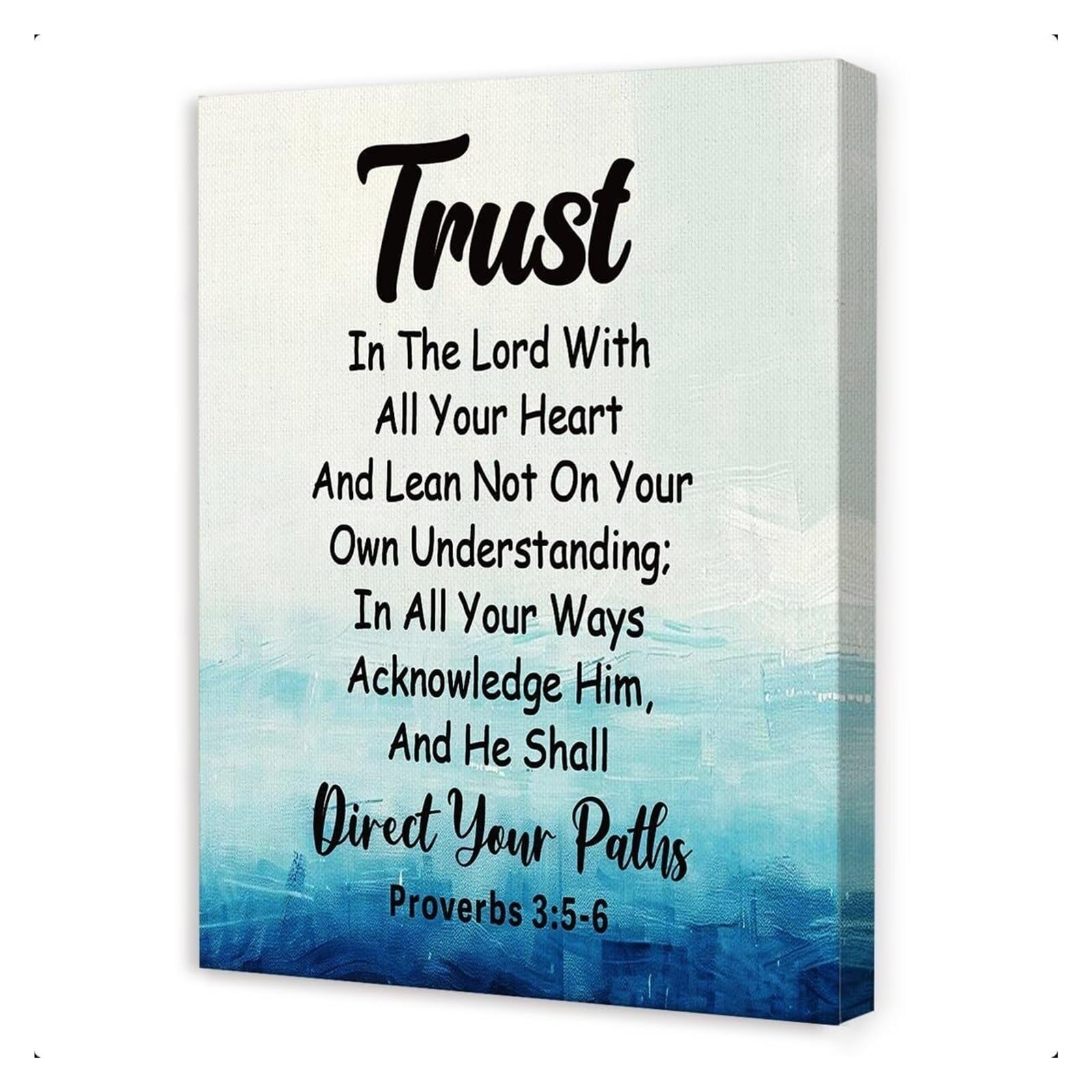 RNUMLIGH Christian Inspirational Wall Decor - Trust in the Lord Bible Verse Proverbs 3:5-6, Encouraging Art for Room(Framed,12x18inch(30x45cm))