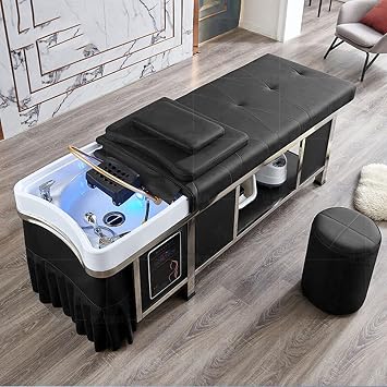 Head Spa Shampoo Bed, Treatment Massage Bed with Fumigation and Water Circulation Beauty Bed for Beauty Salon,Black