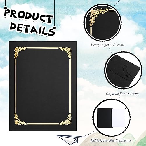 Miniatura 3 de Fainne 80 soportes para certificados para diplomas, portadocumentos para certificados, carpetas de certificados con borde de lámina dorada para