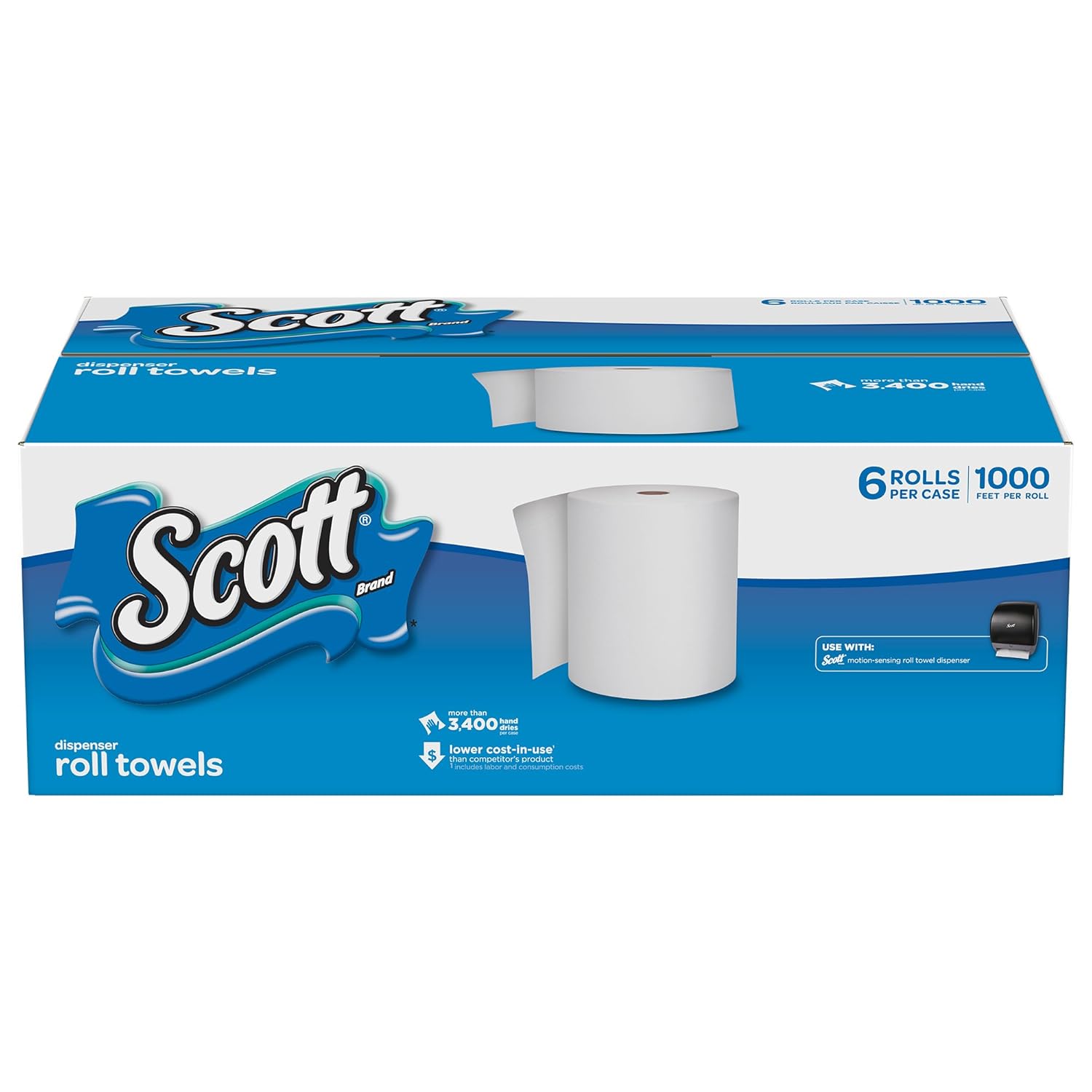 Scott Professional High-Capacity Hard Roll Paper Towels, Bulk (10191), Hardwound, Designed for Small Business, White (6 Rolls at 1,000' Each, 6,000'/Case)