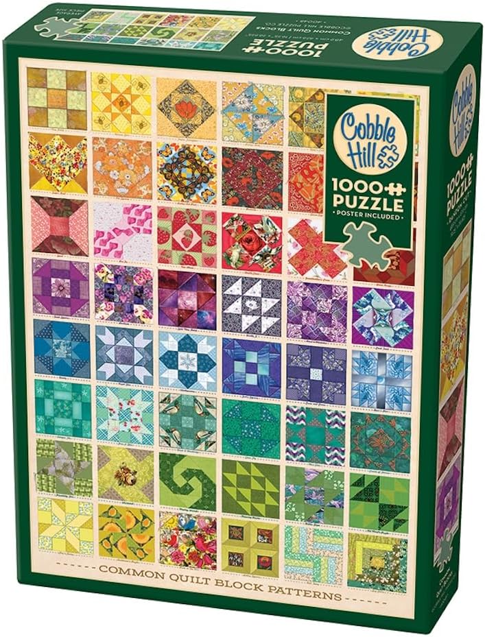 Cobble Hill 1000 Piece Puzzle - Common Quilt Blocks - Sample Poster Included