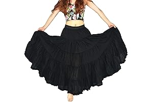 Women's Cotton 5 Tiered A Line Pleated Black Indian Skirt