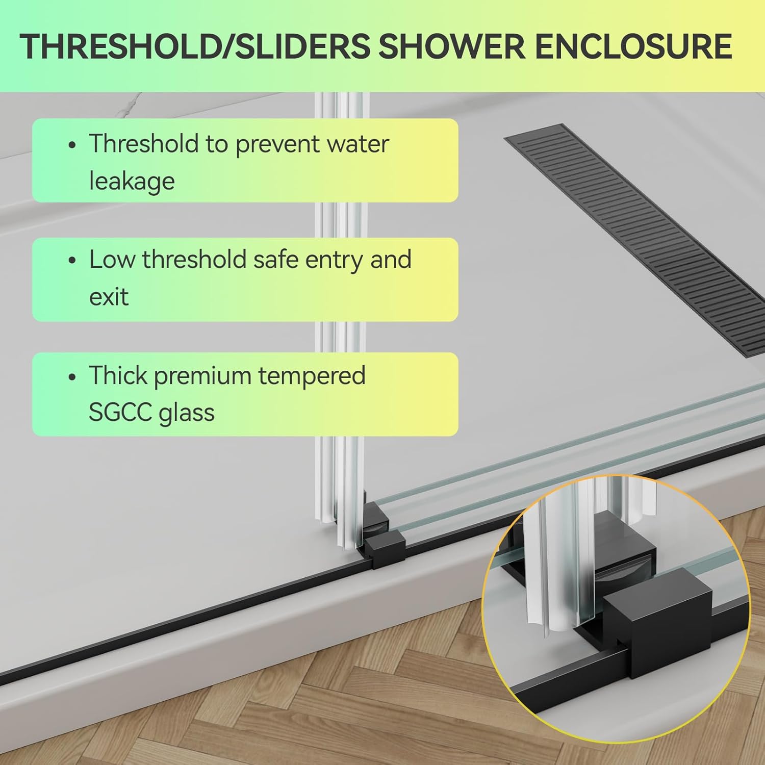 56-60" W x 32" D x76 H Frameless Shower Enclosure,Double Sliding Corner Shower Door,304 Stainless Steel Towel Bar Nano Coating Easy to Clean Tempered Glass, L-Shaped Glass Shower Door Black