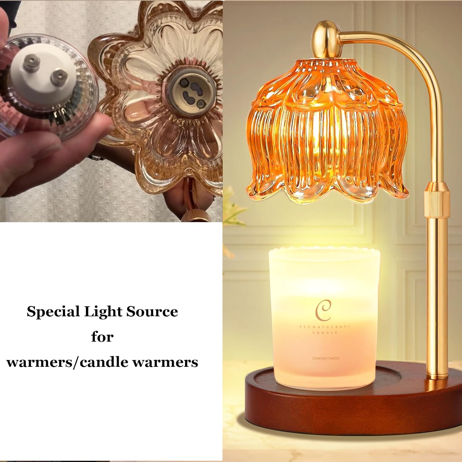 GU10 Halogen Bulb for Candle Warmer Lamp Replacement 50W 120V 110V, GU10+C 2 Pin Halogen Light Bulbs with Glass Cover Dimmable Warm White 650LM (Warm White 6-Pack)