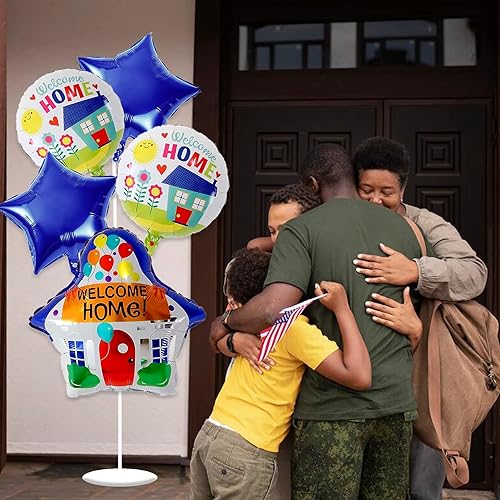 Miniatura 3 de JANSONG 5 globos de bienvenida a casa, globos de Mylar de estrella azul para bienvenida a casa, familia, niños, baby shower, decoración de fiesta