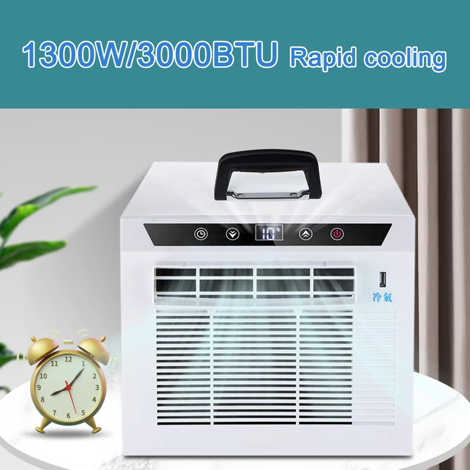 Condizionatore portatile con sistema split 3000 Btu, unità di climatizzazione con Wi-Fi e telecomando, timer 12 ore, flusso d'aria 130 m³/h, area applicabile 10㎡, tubo di collegamento 1,5 m