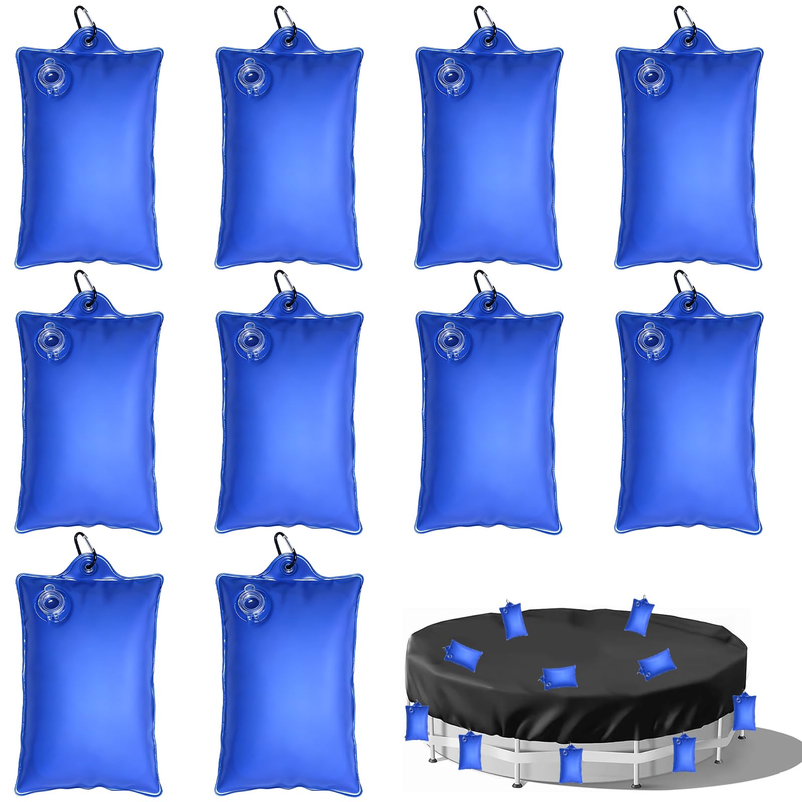HUIKUANGEU 10 Pieces Pool Cover Weights for Pool Covers, PVC Pool Cover Weights, Hanging Bag for Overground Pool Cover