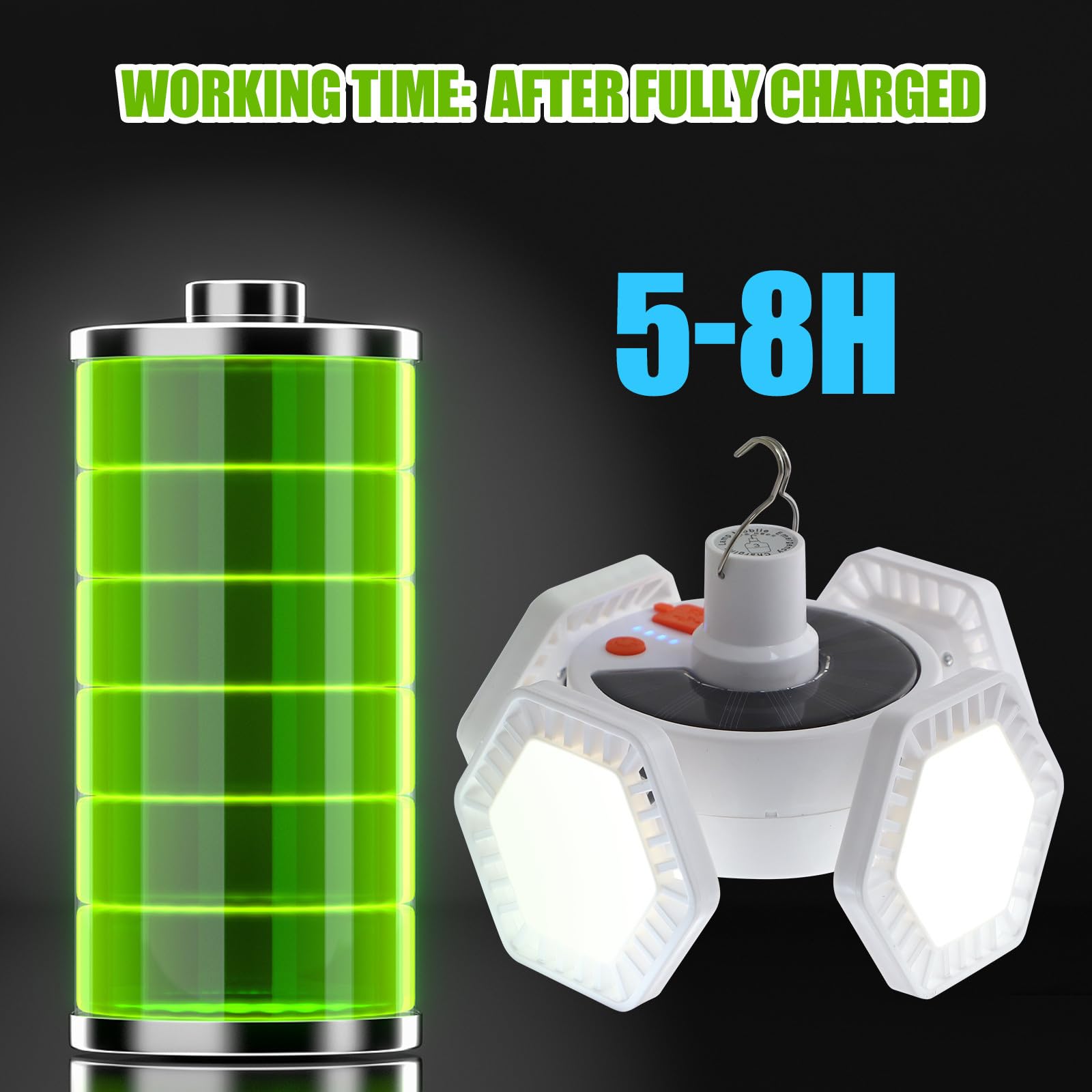 ABOOFAN Lámpara de Camping Solar Recargable USB Diseño Plegable, Luz LED de 169 Leds para Iluminación Exterior y Actividades al Aire Libre