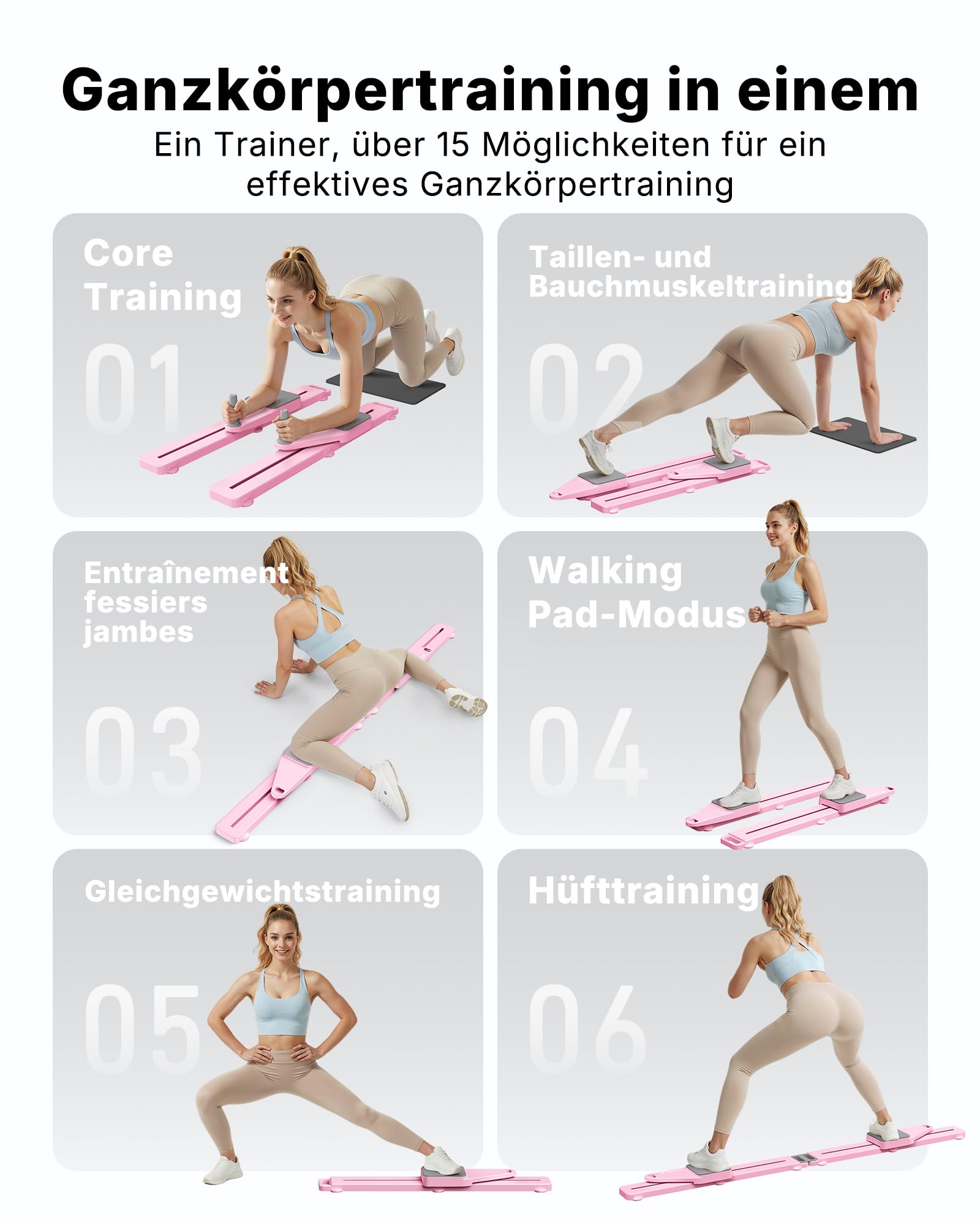 MERACH Reformer für Pilates– Pilates Board Multifunktions Bauchtrainer Brett 120KG Klappbar, Pilates Reformer für Rumpf, Bauch, Arme & Beine, FitnessgeräTe für Zuhause Leise