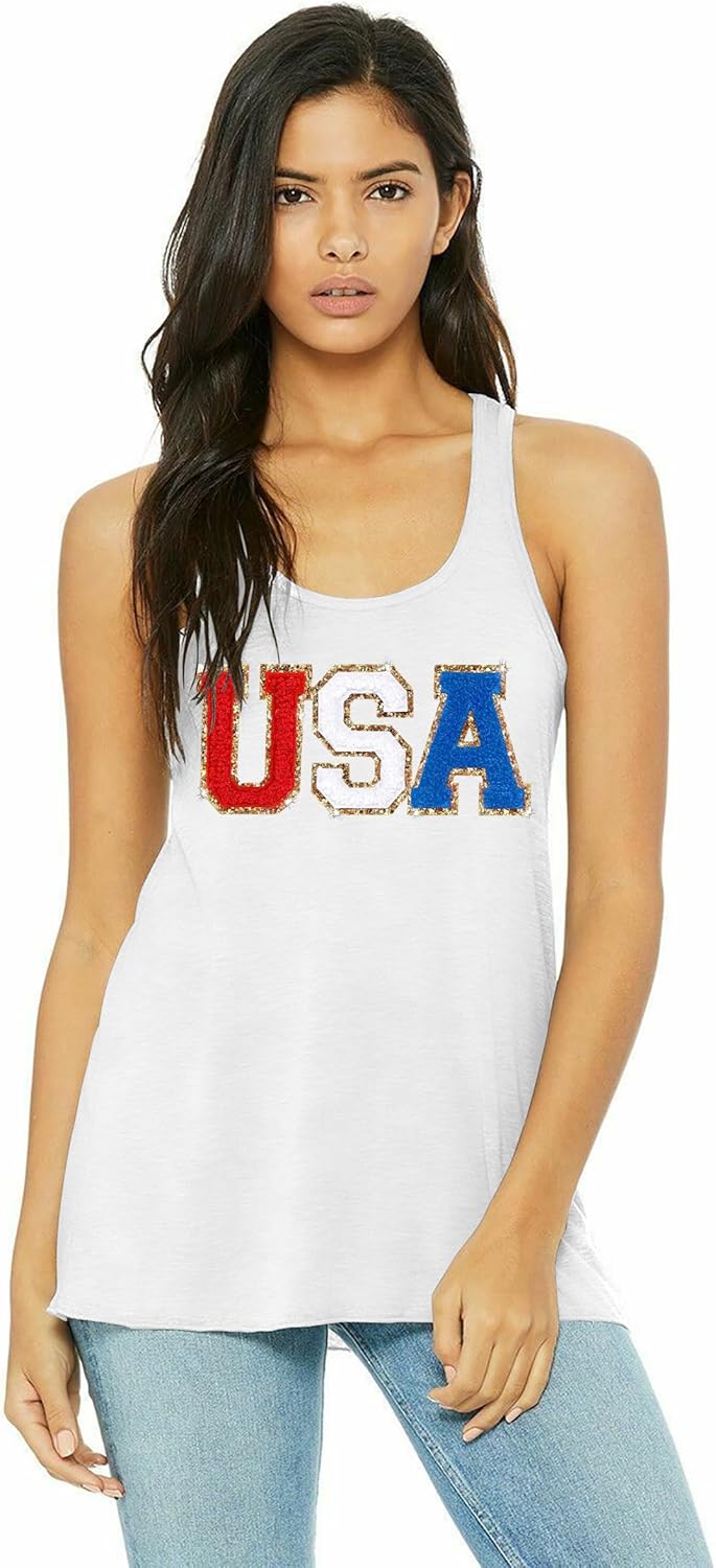 American Flag Tank Top Women USA Star Sequin Sleeveless Tee Patriotic Shirt 4th of July Summer Vest Top - Image 4