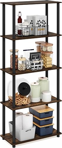 Miniatura 142 de Furinno Turn-N-Tube - Estantes de almacenamiento, estante para libros de 3 niveles, estante esquinero, estantes abiertos sin herramientas, para