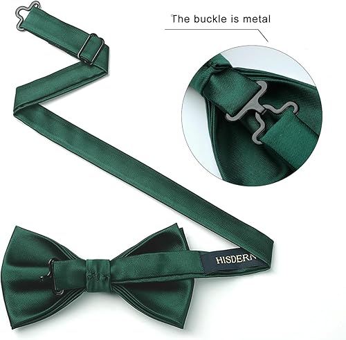Miniatura 4 de HISDERN Corbatas de moño para hombre, corbatín clásico formal de negocios, corbatín ajustable de esmoquin para fiesta de boda