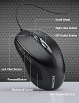 TECKNET Wired Mouse, USB Wired Computer Mouse, 3600DPI 4 Adjustable Levels, 6-Button Ergonomic Mice, Home and Office Mouse for Laptop PC Desktop Notebook - Black