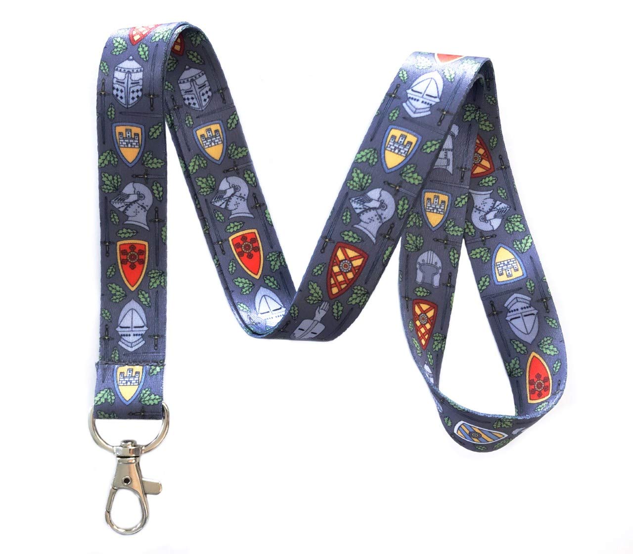 Medieval Knight Print Lanyard Key Chain Id Badge Holder