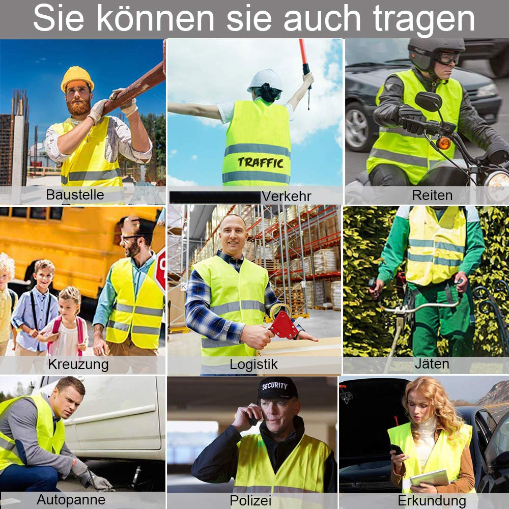 Gilet Di Sicurezza Riflettente Alta Visibilità – Neon Per Moto, Bici, Corsa – Regolabile Unisex