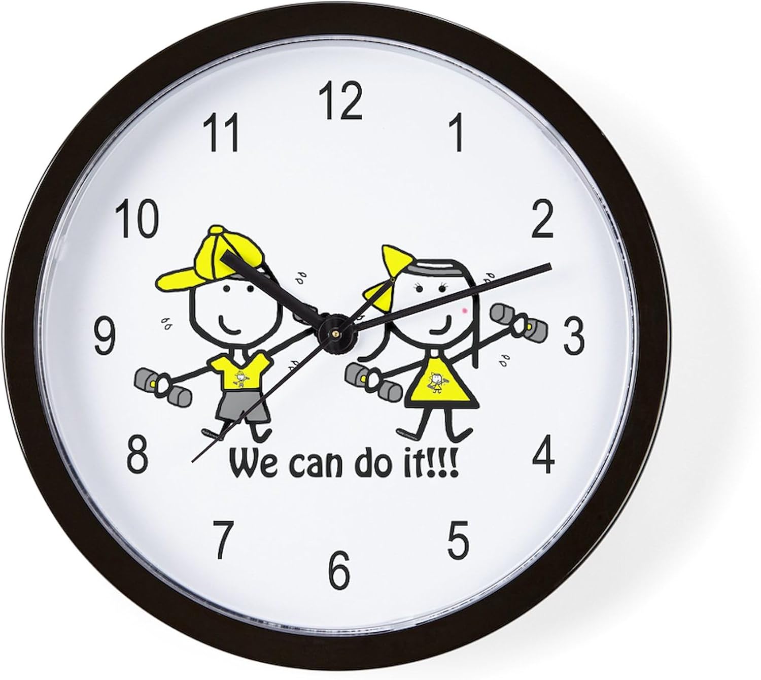 CafePress Exercise Yellow Boy & Girl 10" Wall Clock for Livingroom, Kitchen, or Office