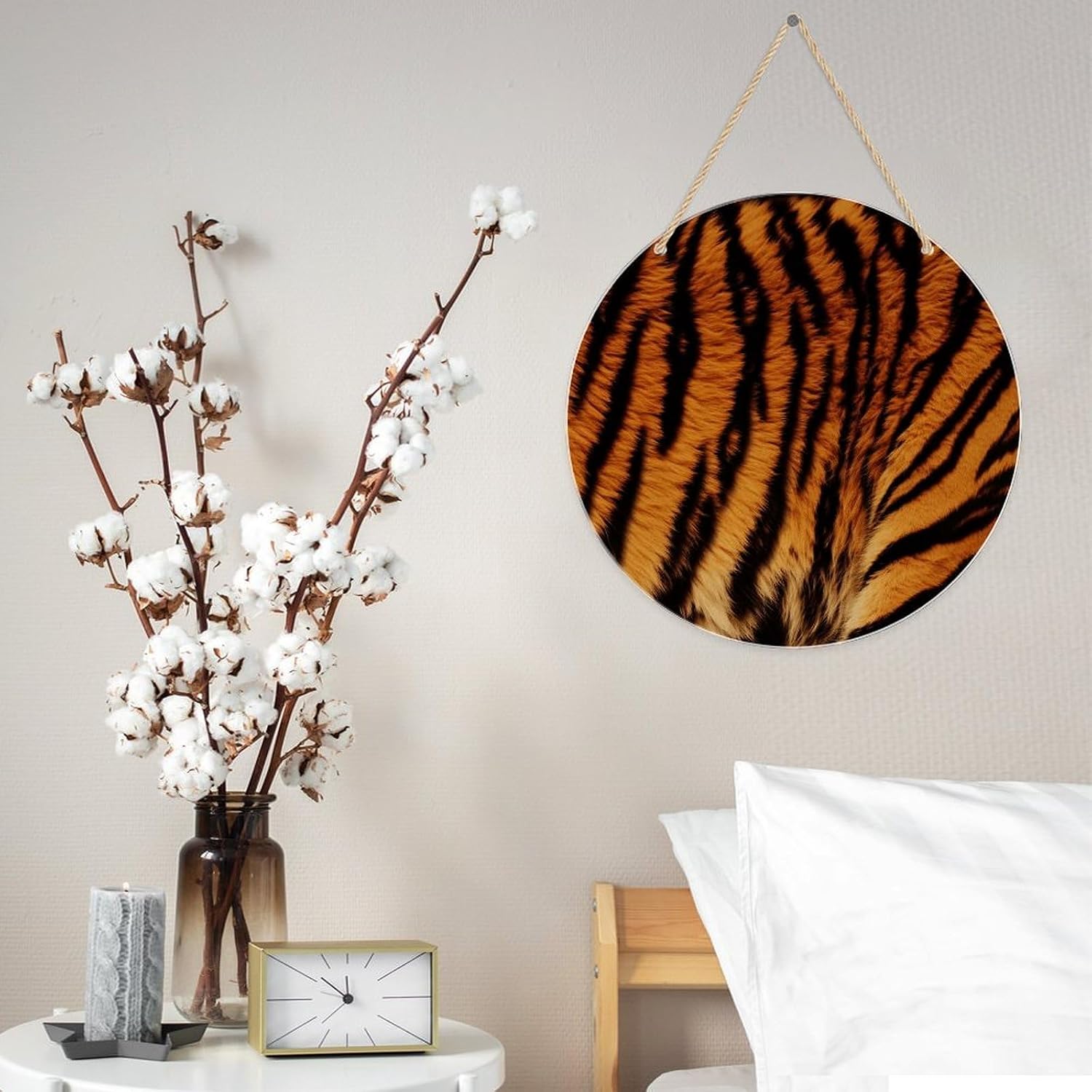 Tiger Striped Pattern Round Acrylic Keychain Blanks Clear Circle Acrylic Ornament Blanks for DIY Crafts Keychain Pendant Jewelry Making