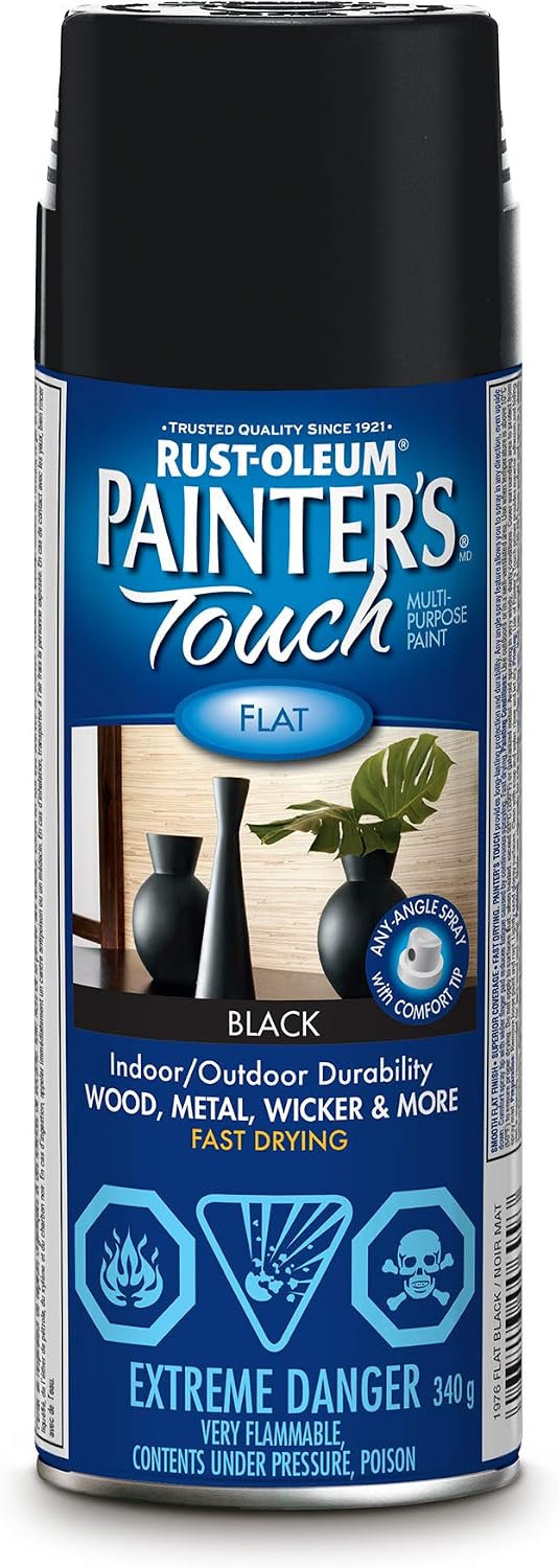 Rust-Oleum Painter's Touch Spray Paint in Flat Black, 340g