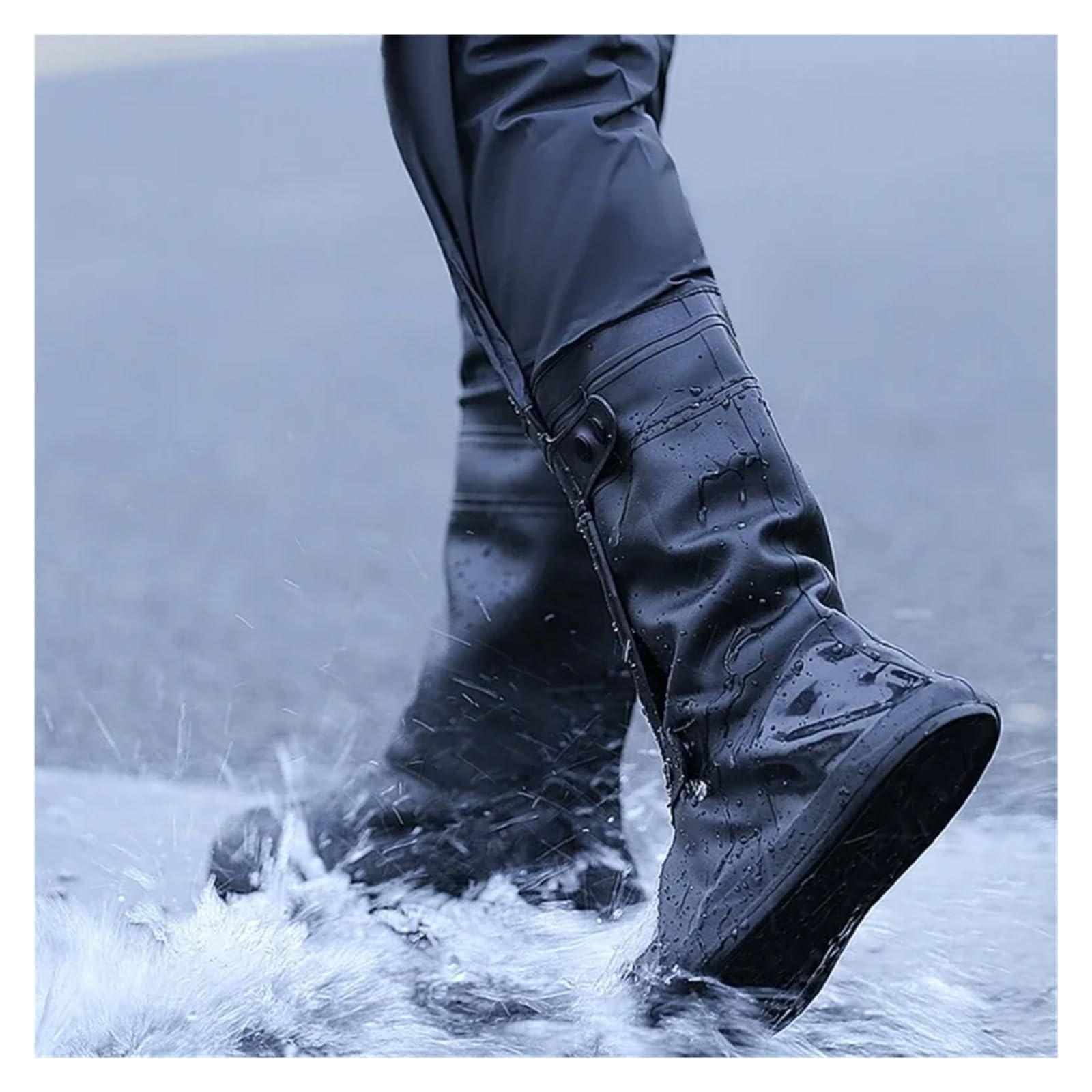 Copriscarpe impermeabili in PVC | Protezione antipioggia nera XL-4XL for la guida: mantiene le scarpe asciutte