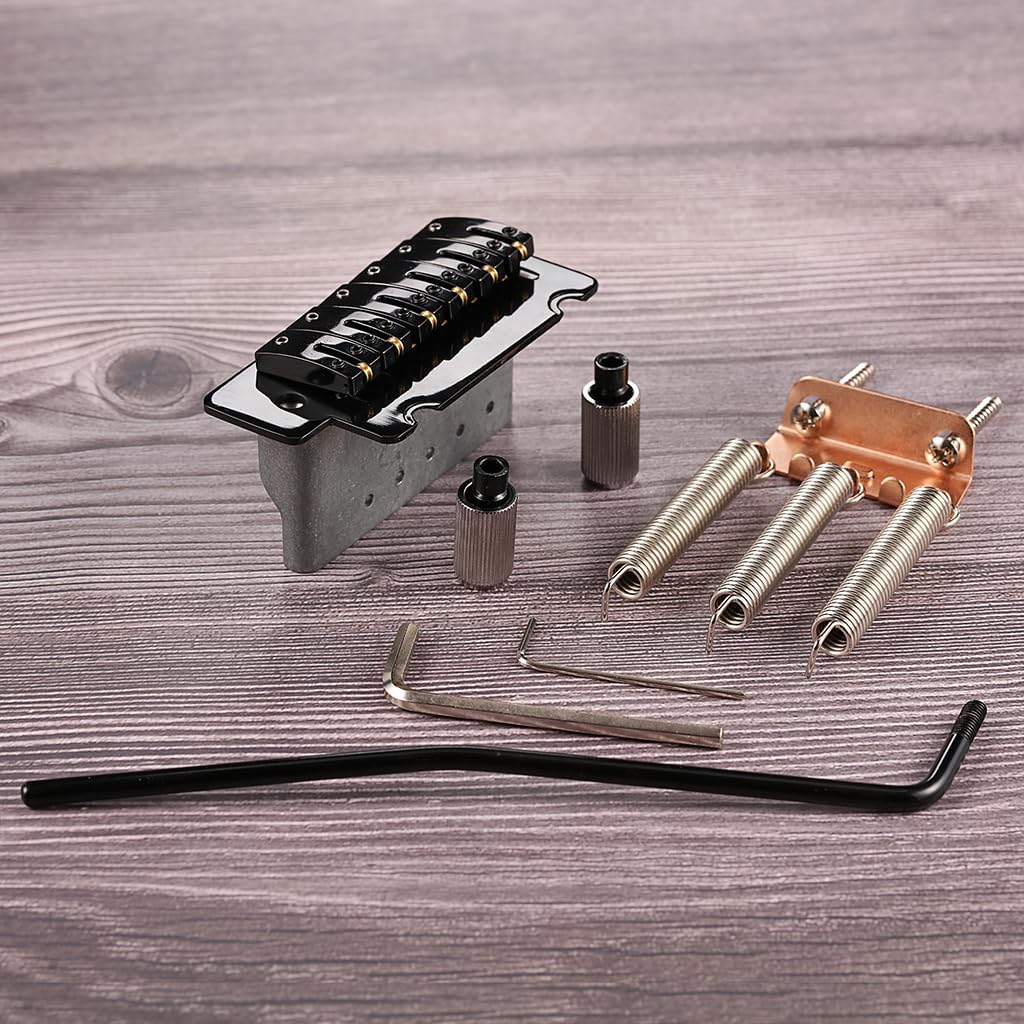 ST Guitar Tremolo Bridge 52.5mm(6 Strings) Spceing Double System Bridge 2-Point for Strat Electric Guitar Replacement Electric Guitar Tremolo Bridge, Chrome