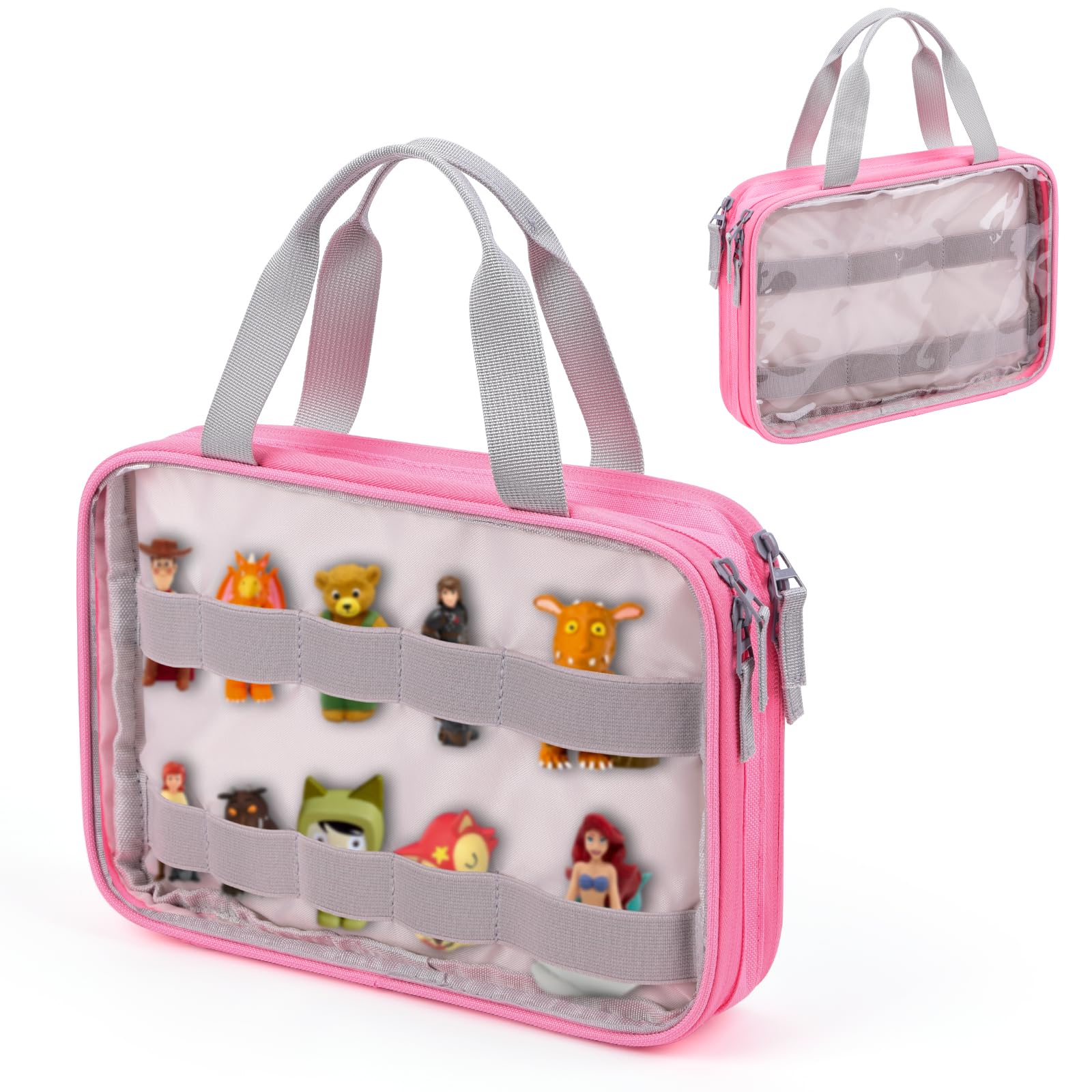 DDgro Carrying Case for Tonies Figures, Toniebox Characters Storage Bag with Handle, Up to 20 Pieces (Pink)