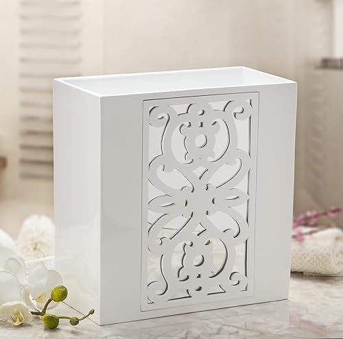 Miniatura 2 de Creative Scents Mirror Janette - Cubo de basura blanco para baño, 2.11 galones / 8 litros, papelera decorativa, cesta de basura con espejo para