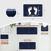 Vista 209 de Alfombra de inodoro blanca 22x24, antideslizante, esponjosa, alfombra de piso para baño en forma de U, lavable, alfombra de contorno para inodoro