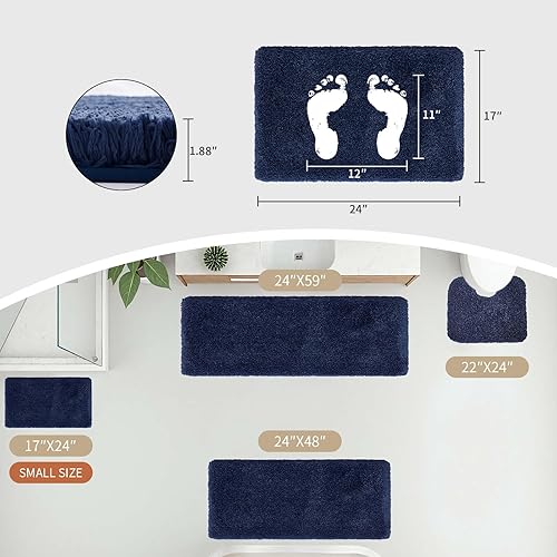 Miniatura 209 de Alfombra de inodoro blanca 22x24, antideslizante, esponjosa, alfombra de piso para baño en forma de U, lavable, alfombra de contorno para inodoro