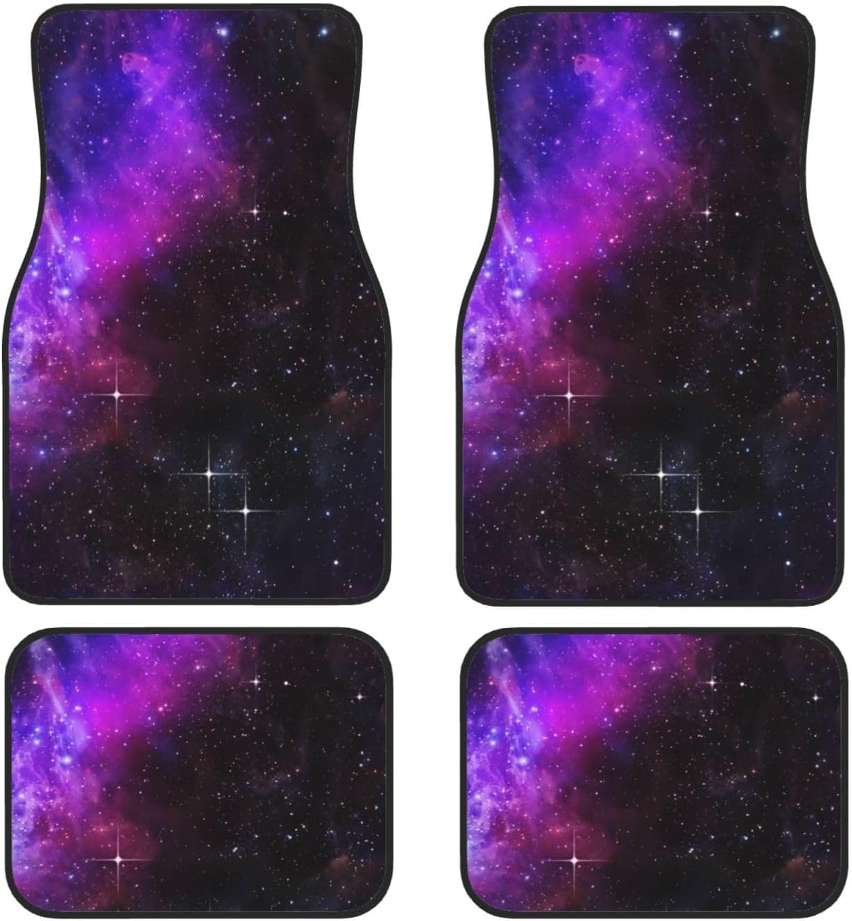 Nebula Dark Galaxy with Luminous Stars and Cosmic Rays Astronomy Explore Theme A Set of Four Printed Car Floor Mats, Including Front and Rear Carpet Floor Mats, Car and Truck Accessories