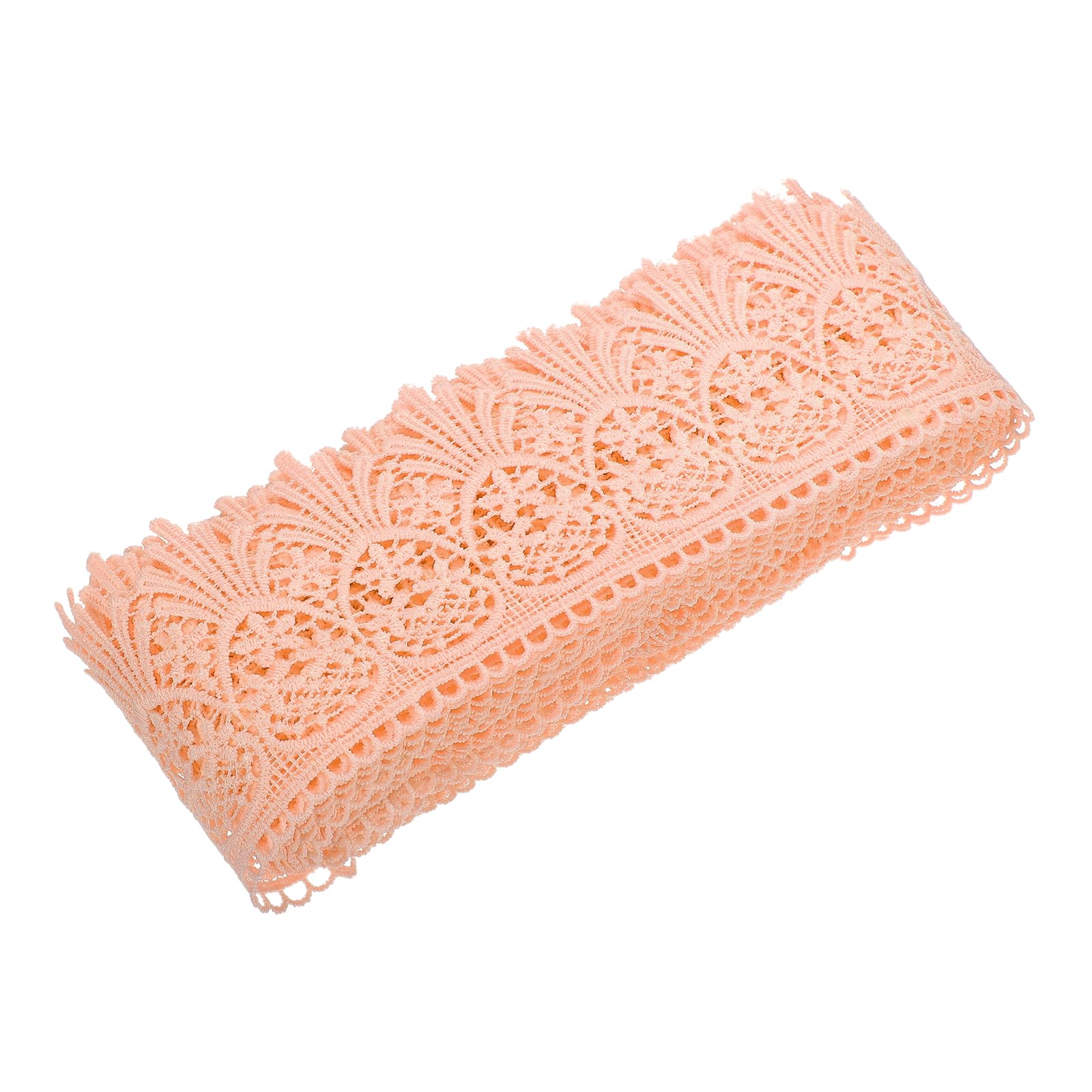 sourcing map Cotton Lace Trim Vintage Crochet 3inch x 3yard Light Shrimp Stretch Lace Edge Ribbon for DIY Scrapbooking Clothes Curtain Slipcover Fabric