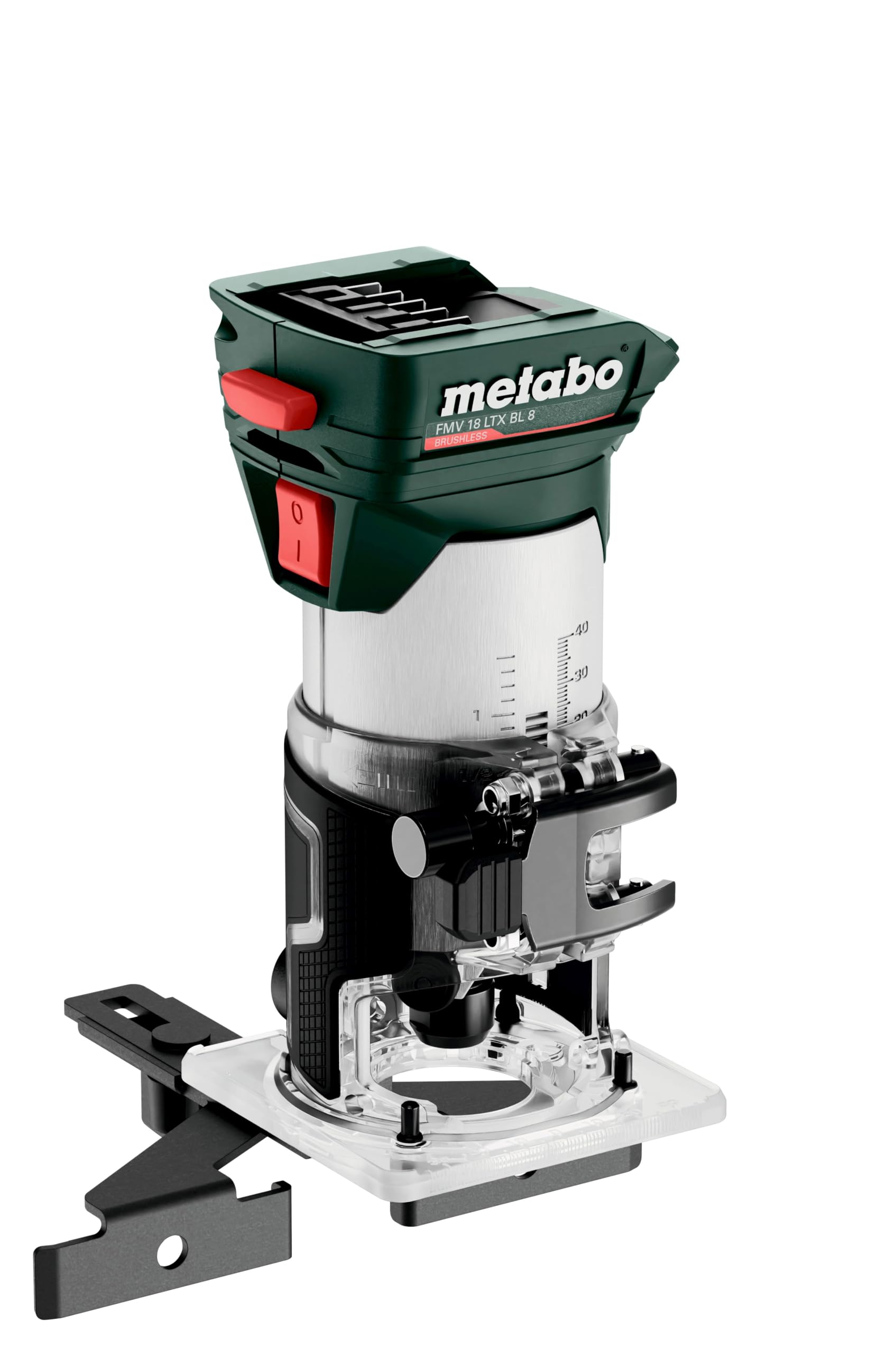 metabo Fresadora de bordes con batería FMV 18 LTX BL 8-18V, motor sin escobillas, 4800-29000 rpm, pinza de sujeción de 6/8 mm, metaBOX 145 L, ajuste preciso de profundidad, ergonómico, para madera y