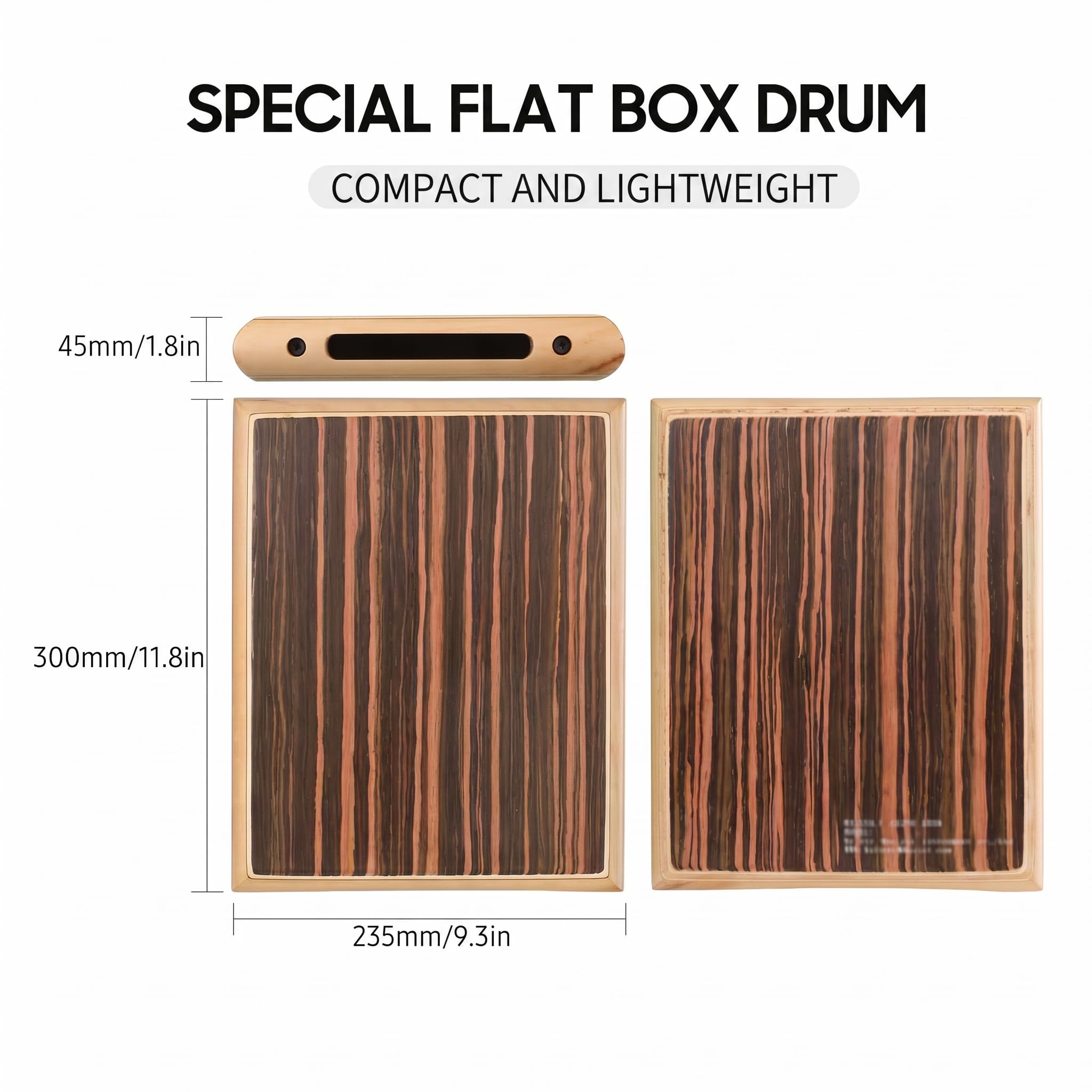 Instrument perkusyjny Cajon Box Drum, 23,5 x 30 x 4,5 cm ZebraWood Percussion Box Beat Box z wewnętrznymi regulowanymi strunami Cajones, kluczem, torbą do przenoszenia bęb