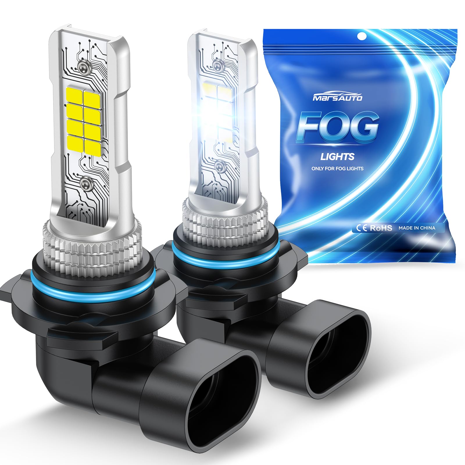 Marsauto 9006 LED Fog Light Bulbs, 1:1 OEM Size HB4/9006 Fog Lights