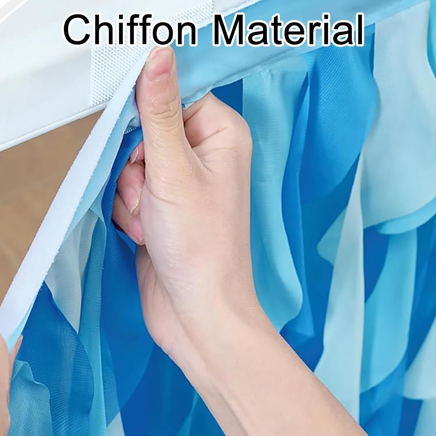 Tulle Ruffle Table Skirt, Chiffon Material, Wicker Design Desk Skirts, for Wedding Bridal Shower Birthday Party Decorations(122cm/48in)