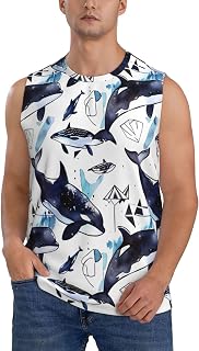Men's Tank Tops Watercolor Ocean Animal Dolphin Sleevless Shirts for Men Workout Activewear Quick Dry Athletic Muscle Shirt, 3XL
