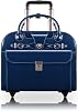 McKLEIN 15 Leather Wheeled Ladies Laptop Briefcase- EDGEBROOK- Navy