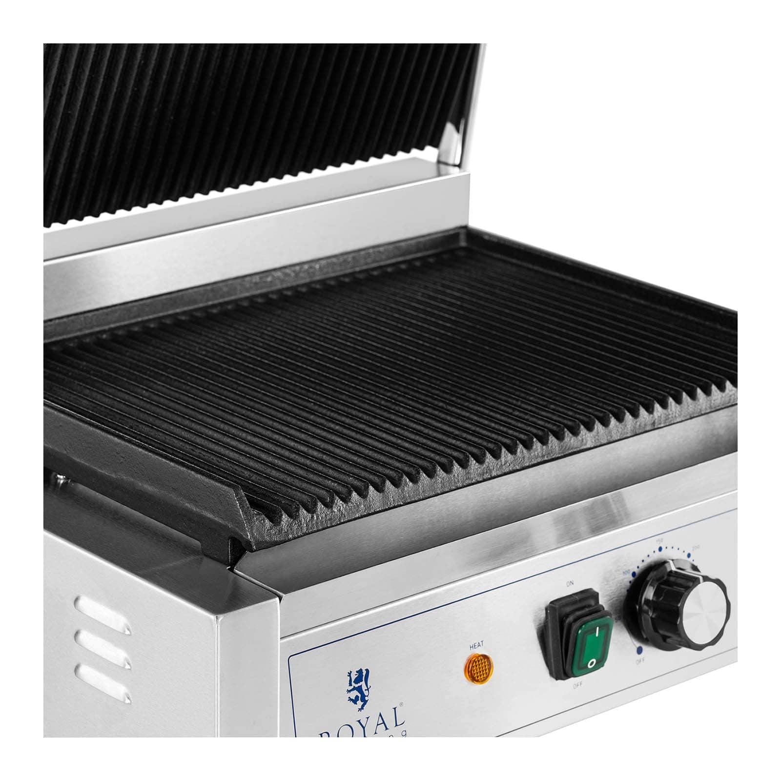Royal Catering RCPKG-2200-R Machine À Panini Grill Appareil Toaster Croque-Monsieur Professionnel Professionnelle (2 200, 33 x 22 cm, 50-300 °C)